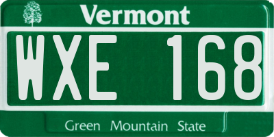 VT license plate WXE168
