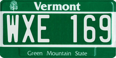 VT license plate WXE169