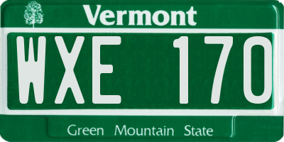 VT license plate WXE170