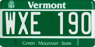 VT license plate WXE190