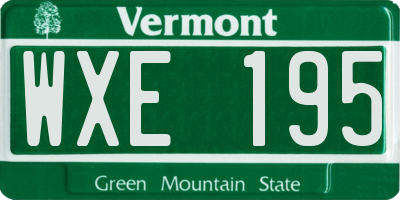 VT license plate WXE195