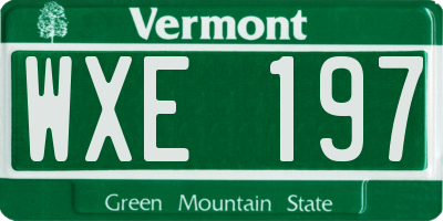 VT license plate WXE197
