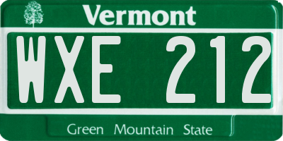 VT license plate WXE212