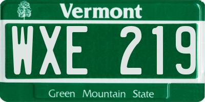 VT license plate WXE219