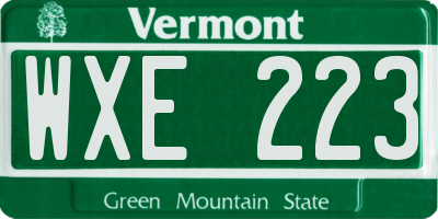 VT license plate WXE223