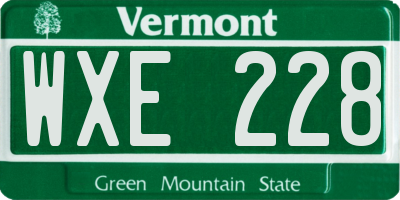 VT license plate WXE228