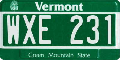 VT license plate WXE231