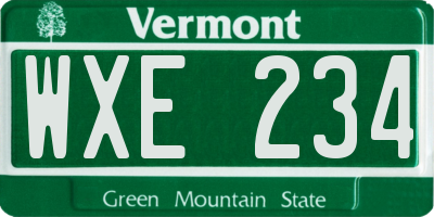 VT license plate WXE234