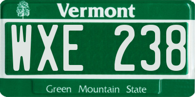 VT license plate WXE238