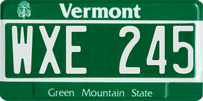 VT license plate WXE245