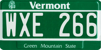 VT license plate WXE266