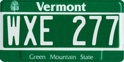 VT license plate WXE277