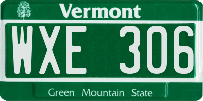 VT license plate WXE306