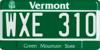 VT license plate WXE310