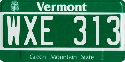 VT license plate WXE313