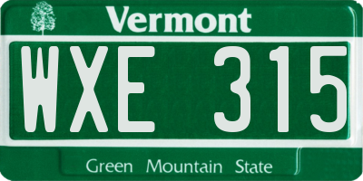 VT license plate WXE315