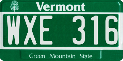 VT license plate WXE316