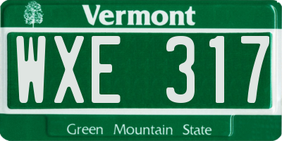 VT license plate WXE317