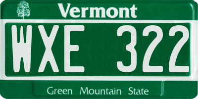 VT license plate WXE322