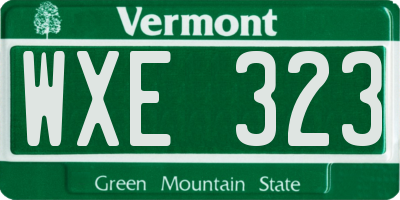 VT license plate WXE323