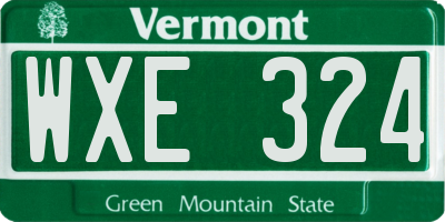 VT license plate WXE324