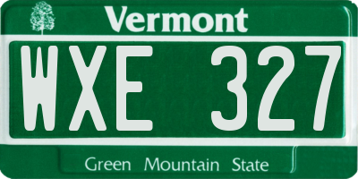 VT license plate WXE327