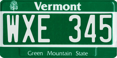 VT license plate WXE345