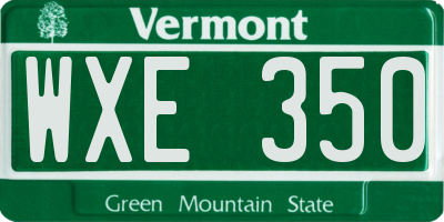 VT license plate WXE350