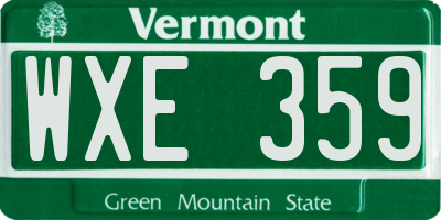 VT license plate WXE359