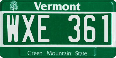 VT license plate WXE361