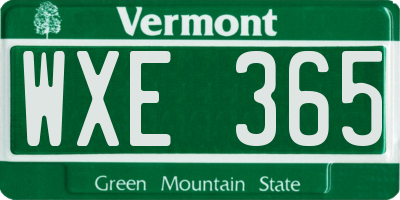 VT license plate WXE365