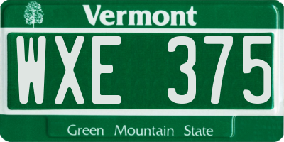 VT license plate WXE375