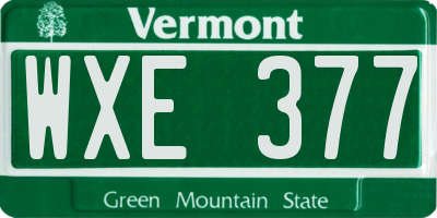 VT license plate WXE377