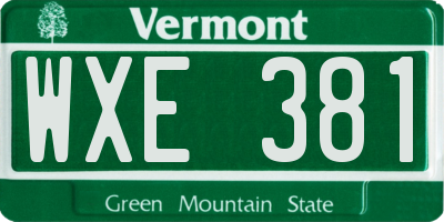 VT license plate WXE381