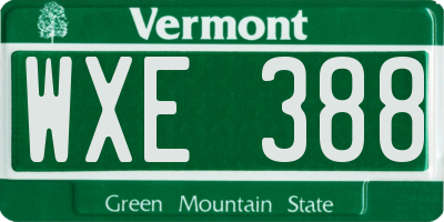 VT license plate WXE388