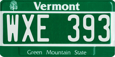VT license plate WXE393