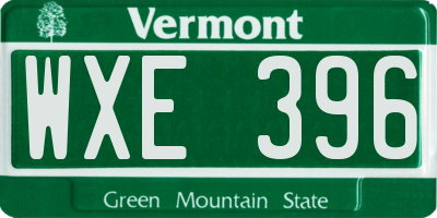 VT license plate WXE396