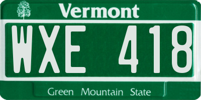 VT license plate WXE418