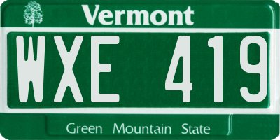 VT license plate WXE419