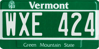 VT license plate WXE424