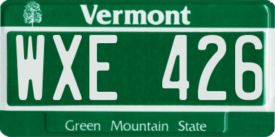 VT license plate WXE426