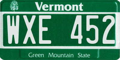 VT license plate WXE452
