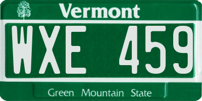 VT license plate WXE459
