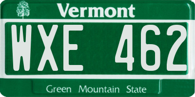VT license plate WXE462
