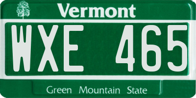 VT license plate WXE465