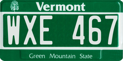 VT license plate WXE467