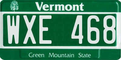 VT license plate WXE468