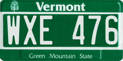 VT license plate WXE476