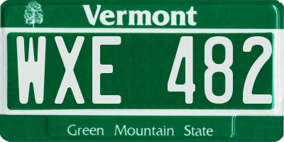 VT license plate WXE482