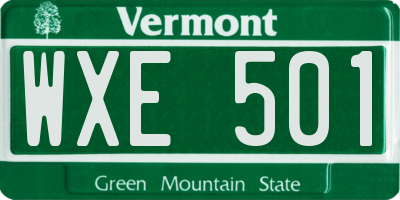 VT license plate WXE501